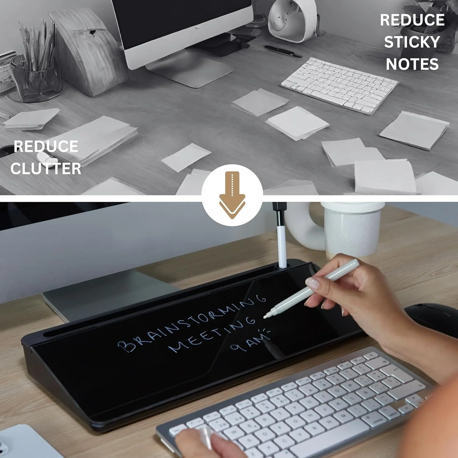 Glass Desktop Whiteboard Accessories Organiser with a free marker & eraser - Image 11