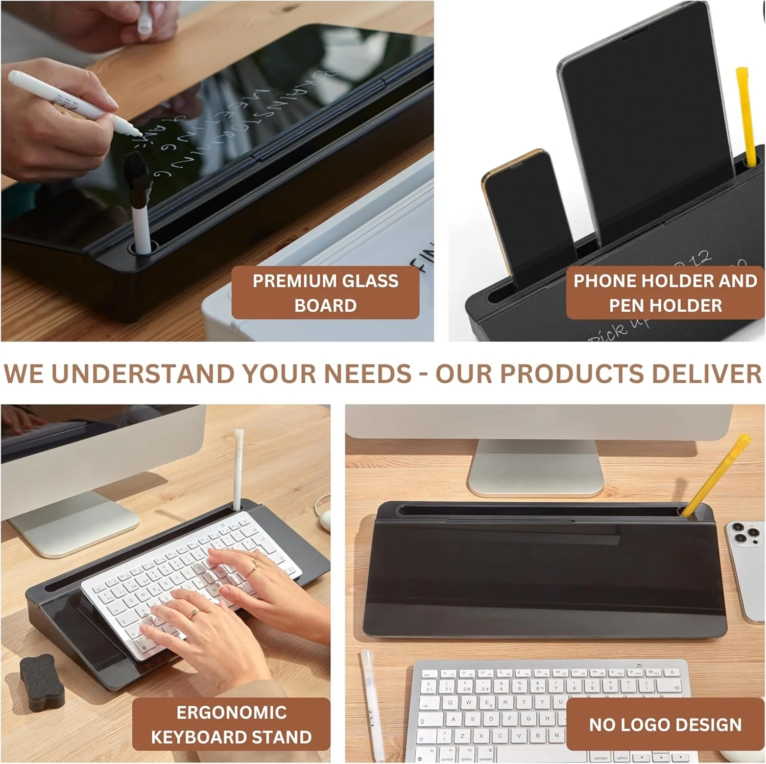 Glass Desktop Whiteboard Accessories Organiser with a free marker & eraser - Image 8