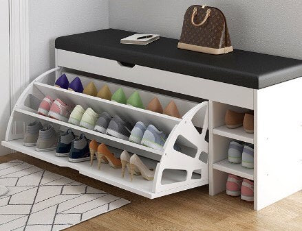 Shoe Rack Storage with PU Seat Bench 34cm - Image 3