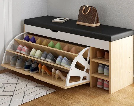 Shoe Rack Storage with PU Seat Bench 34cm - Image 5