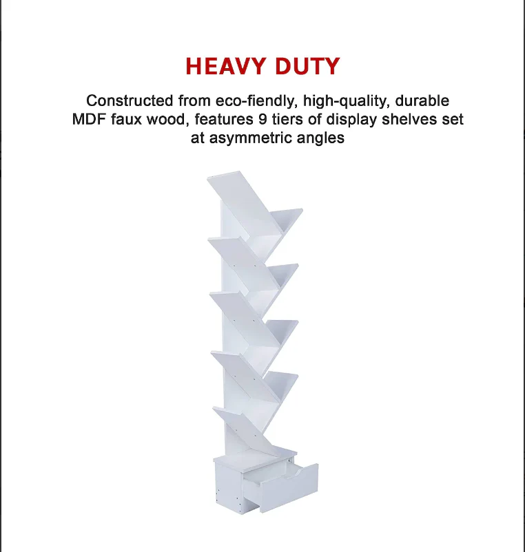 Tree Bookshelf Bookcase Book Organizer 9-Tier Shelf Display Racks 23013 - Image 5